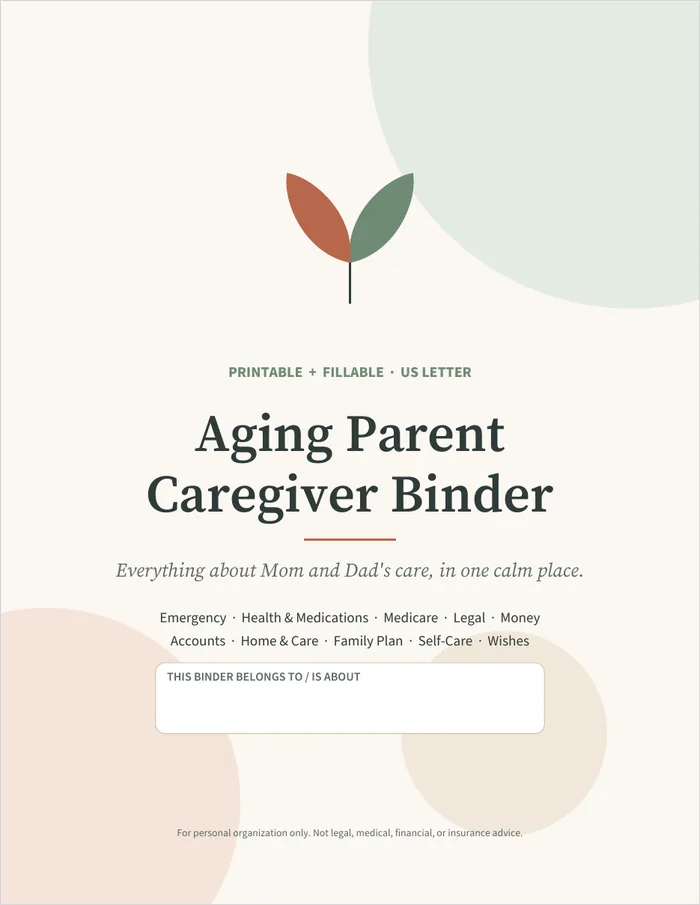 Binder cover page